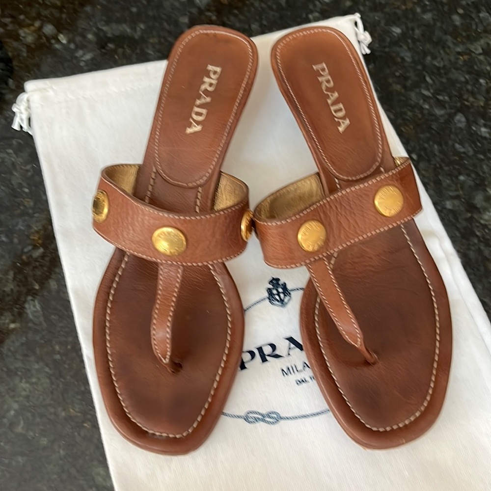 Prada kitten heel sandals.  Size 37.5